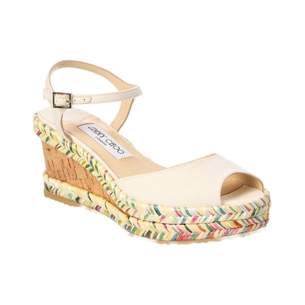 Jimmy Choo Denim & Leather Wedge Sandal